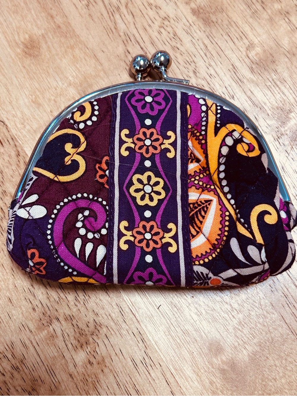 Vera Bradley Safari Sunset Purple Paisley Kiss-Lock Coin Purse - Unbranded